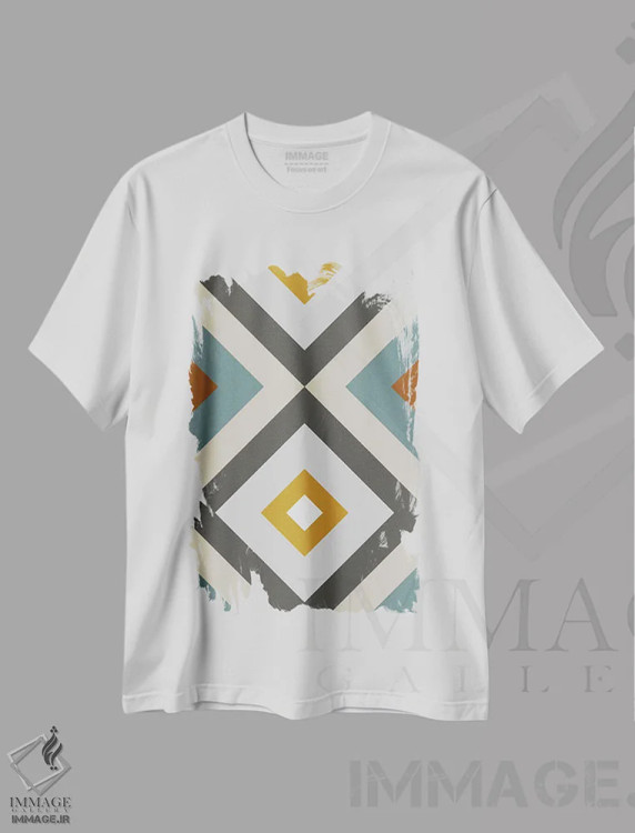 تیشرت سفید طرح دار هندسی غرب میانه IV اثر استودیوی هنر قدیم | فروشگاه ایماژ