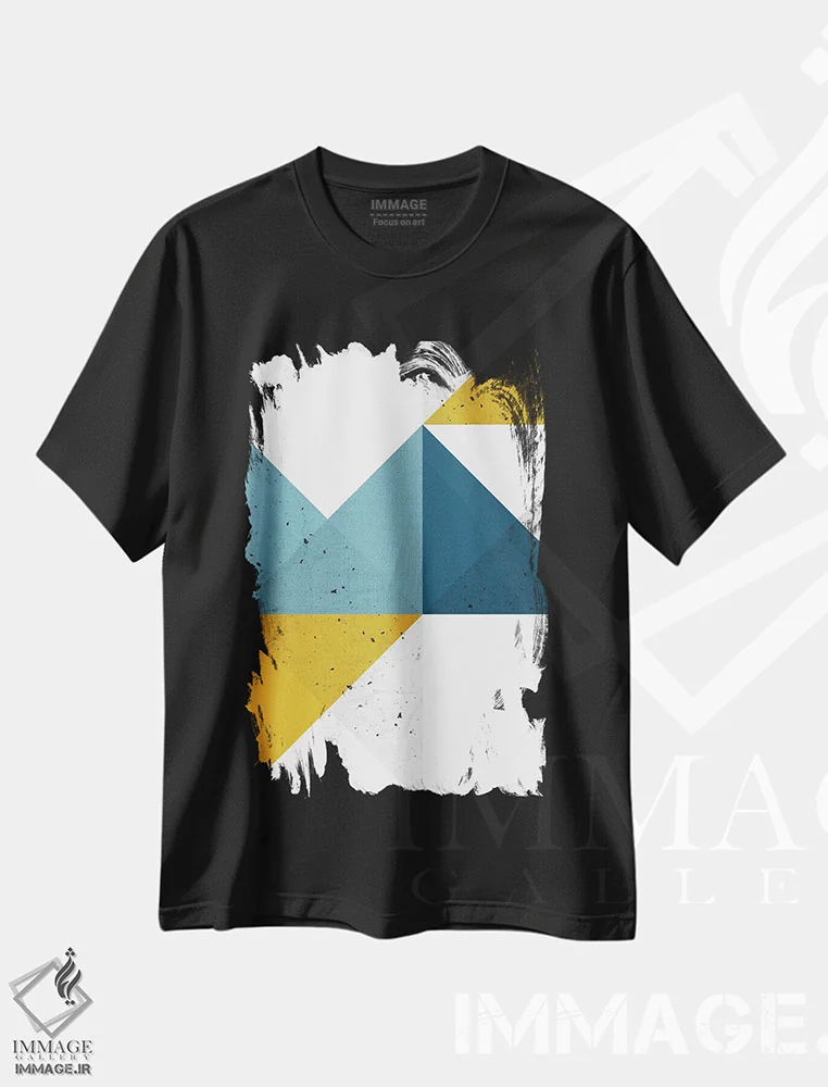 تیشرت مشکی طرح دار هندسی مدرن XIX اثر استودیوی هنر قدیم | فروشگاه ایماژ