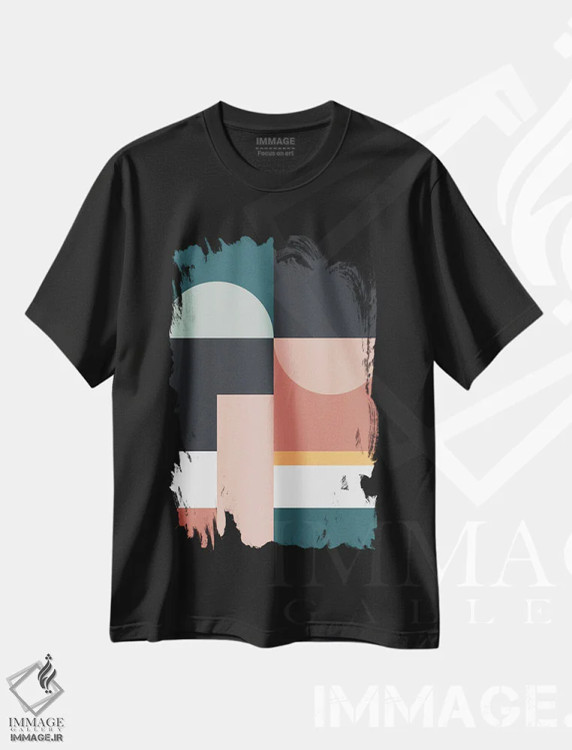 تیشرت مشکی طرح دار ترکیب هندسی انتزاعی VII اثر استودیوی هنر قدیم | immage.ir
