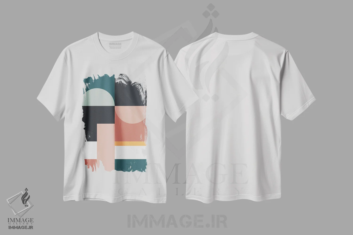 تیشرت سفید طرح دار ترکیب هندسی انتزاعی VII اثر استودیوی هنر قدیم | فروشگاه ایماژ