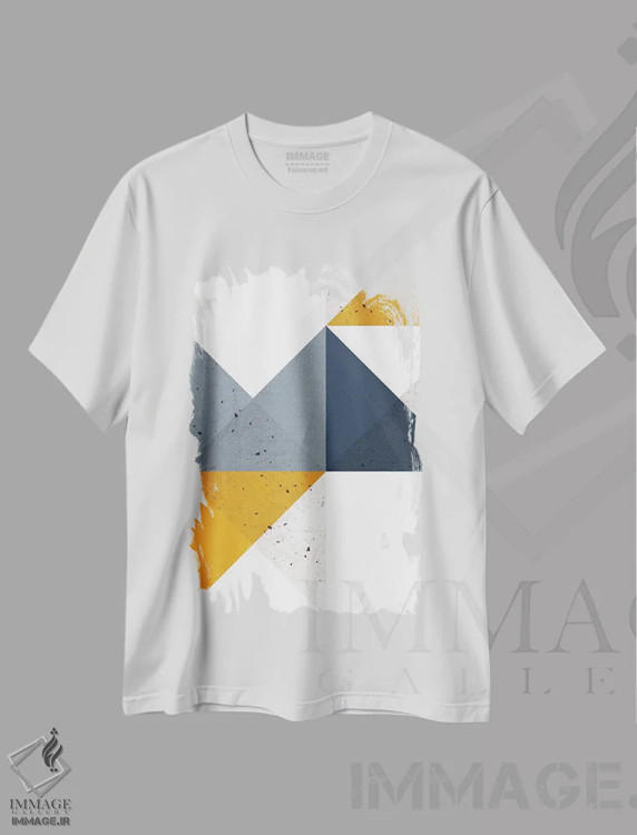 تیشرت سفید طرح دار ترکیب هندسی مدرن شماره ۱۹B اثر استودیوی هنر قدیم | immage.ir