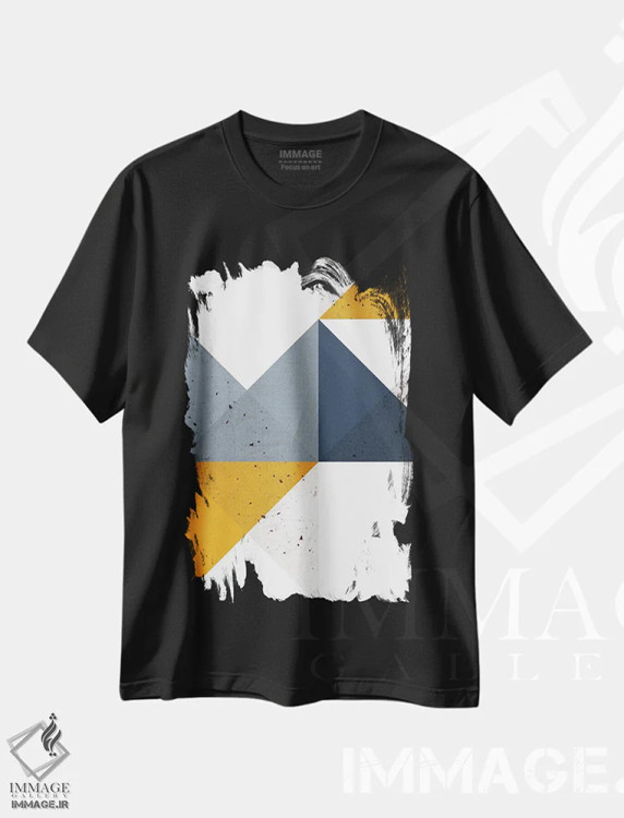تیشرت مشکی طرح دار ترکیب هندسی مدرن شماره ۱۹B اثر استودیوی هنر قدیم | فروشگاه ایماژ