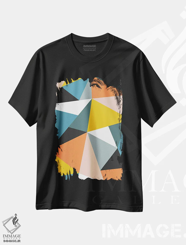 تیشرت مشکی طرح دار ترکیب هندسی مدرن شماره ۳۶ اثر استودیوی هنر قدیم | immage.ir