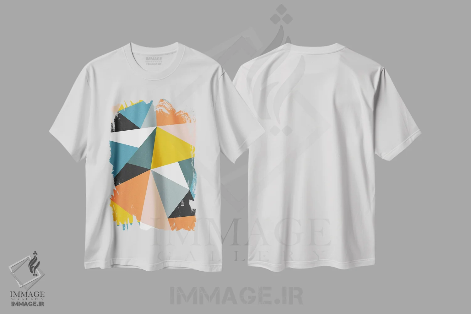 تیشرت سفید طرح دار ترکیب هندسی مدرن شماره ۳۶ اثر استودیوی هنر قدیم | فروشگاه ایماژ