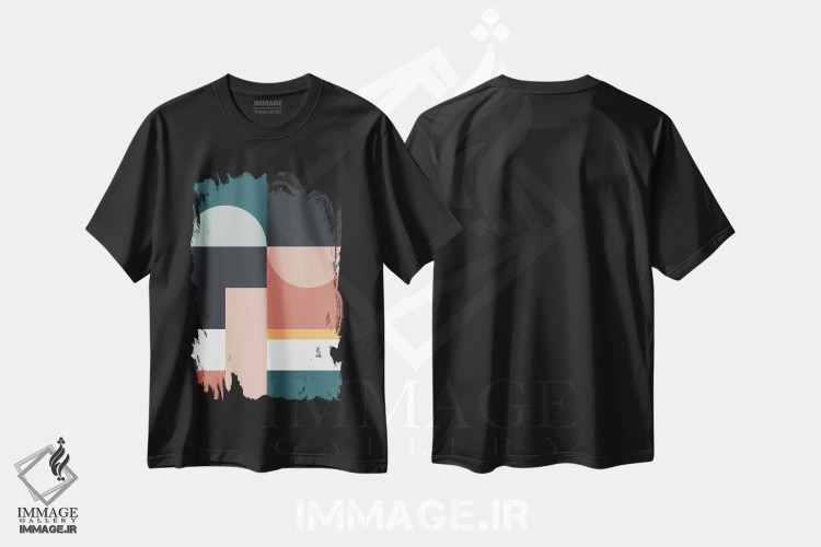 تیشرت مشکی طرح دار ترکیب هندسی انتزاعی VII اثر استودیوی هنر قدیم | immage.ir
