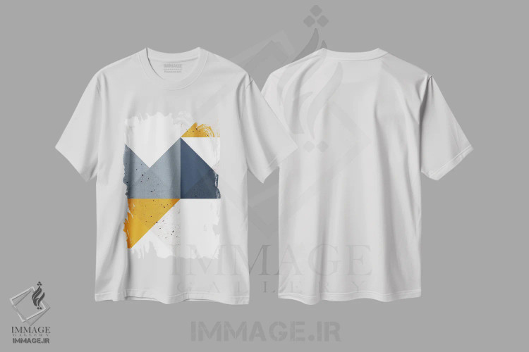 تیشرت سفید طرح دار ترکیب هندسی مدرن شماره ۱۹B اثر استودیوی هنر قدیم | immage.ir