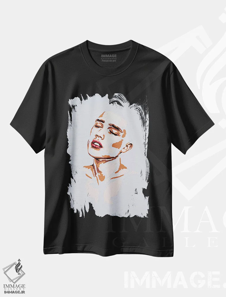 تیشرت مشکی طرح دار آبی، هنر فاخر معاصر اثر الکساندر بالبیشف | فروشگاه ایماژ