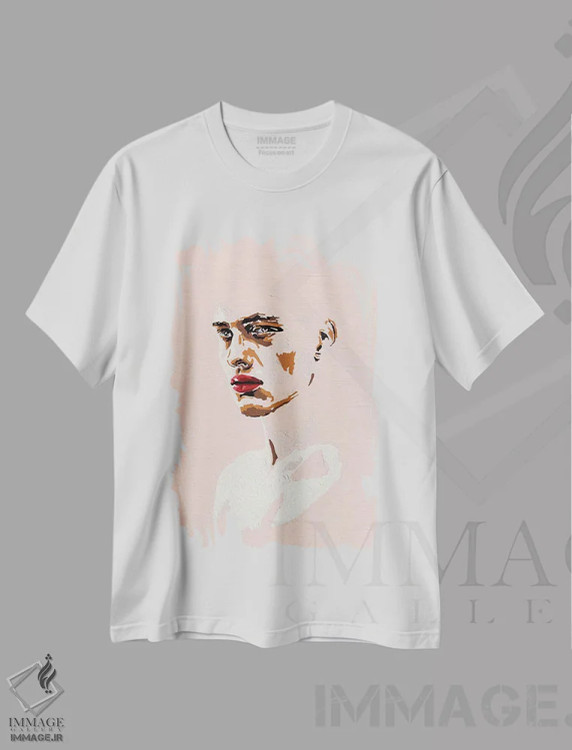 تیشرت سفید طرح دار پسر صورتی شماره ۱، هنر فاخر معاصر اثر الکساندر بالبیشف | فروشگاه ایماژ