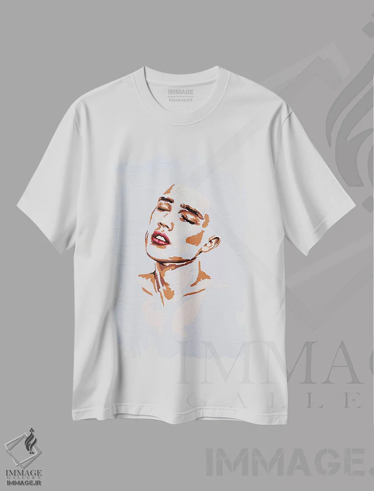 تیشرت سفید طرح دار آبی، هنر فاخر معاصر اثر الکساندر بالبیشف | immage.ir