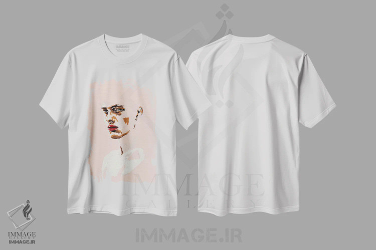 تیشرت سفید طرح دار پسر صورتی شماره ۱، هنر فاخر معاصر اثر الکساندر بالبیشف | فروشگاه ایماژ