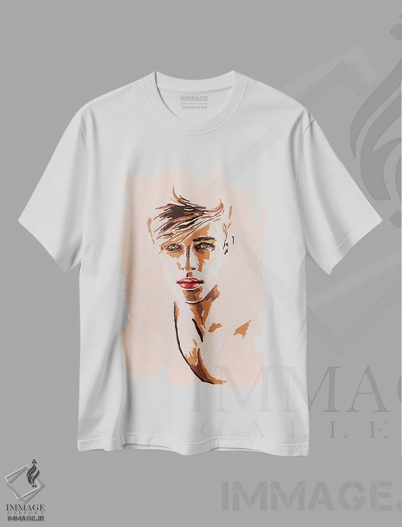 تیشرت سفید طرح دار پسر صورتی شماره ۲، هنر فاخر معاصر اثر الکساندر بالبیشف | immage.ir