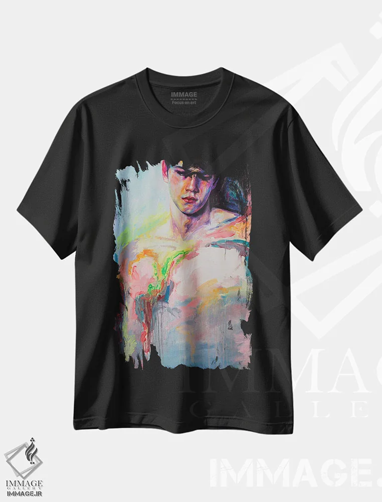 تیشرت مشکی طرح دار پسر غمگین شماره ۱، هنر فاخر معاصر اثر الکساندر بالبیشف | immage.ir