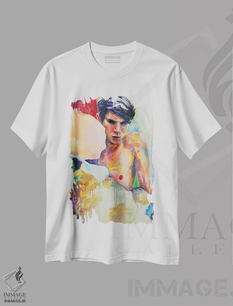 تیشرت سفید طرح دار پسر غمگین شماره ۲، هنر فاخر معاصر اثر الکساندر بالبیشف | immage.ir