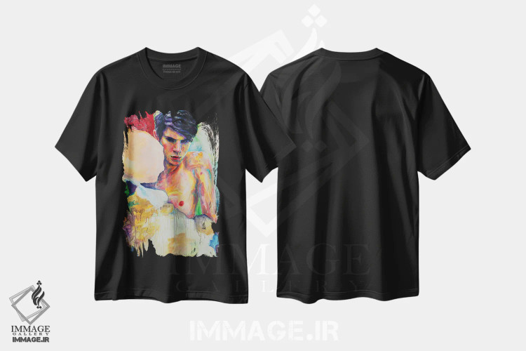 تیشرت مشکی طرح دار پسر غمگین شماره ۲، هنر فاخر معاصر اثر الکساندر بالبیشف | فروشگاه ایماژ