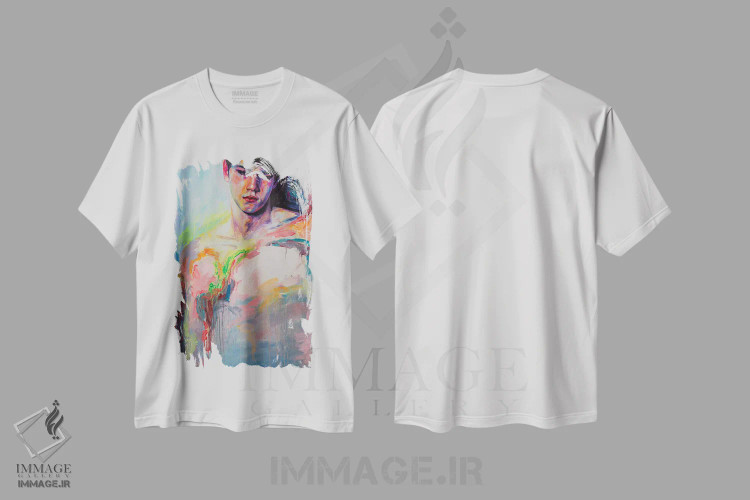 تیشرت سفید طرح دار پسر غمگین شماره ۱، هنر فاخر معاصر اثر الکساندر بالبیشف | فروشگاه ایماژ