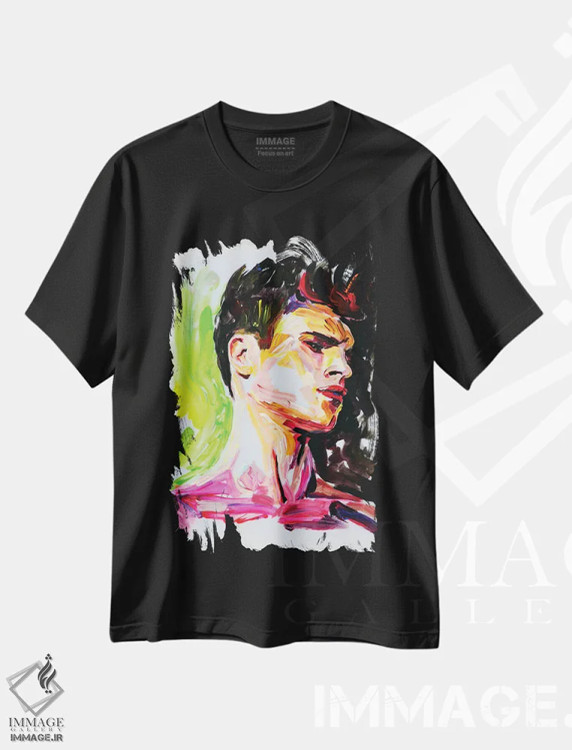 تیشرت مشکی طرح دار تفکر، هنر فاخر معاصر اثر الکساندر بالبیشف | فروشگاه ایماژ