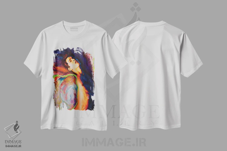 تیشرت سفید طرح دار پسر چرخان، هنر فاخر معاصر اثر الکساندر بالبیشف | فروشگاه ایماژ