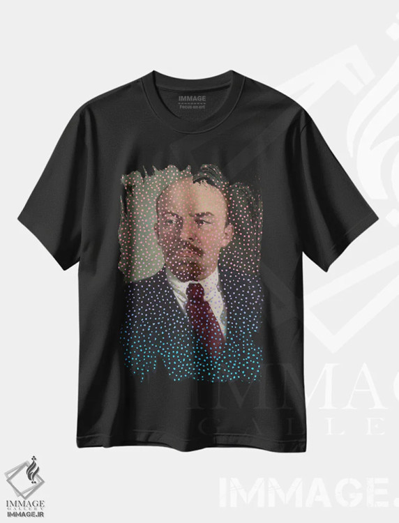 تیشرت مشکی طرح دار لنین خال خالی، هنر فاخر معاصر اثر الکساندر بالبیشف | فروشگاه ایماژ