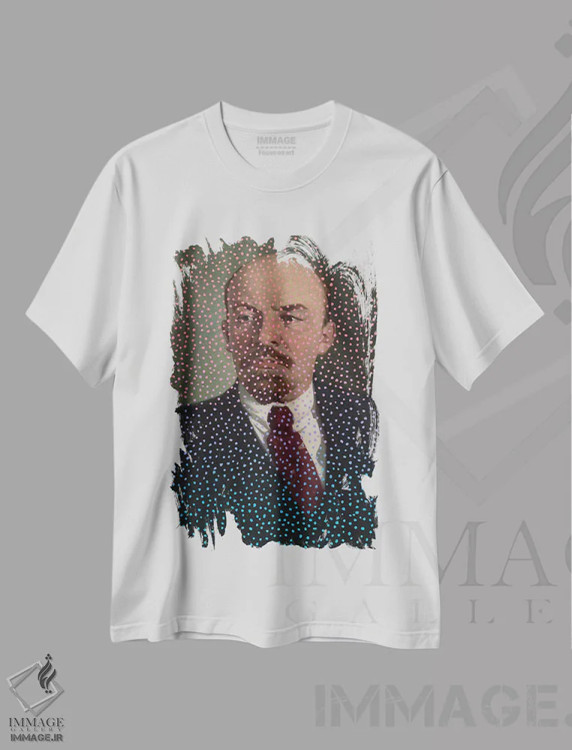 تیشرت سفید طرح دار لنین خال خالی، هنر فاخر معاصر اثر الکساندر بالبیشف | immage.ir