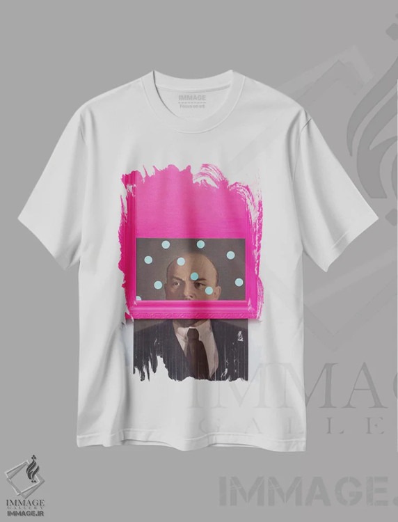 تیشرت سفید طرح دار لنین تکه تکه شده، هنر فاخر معاصر اثر الکساندر بالبیشف | immage.ir
