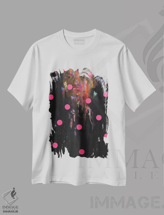 تیشرت سفید طرح دار لنین پاشیده شده، هنر فاخر معاصر اثر الکساندر بالبیشف | فروشگاه ایماژ