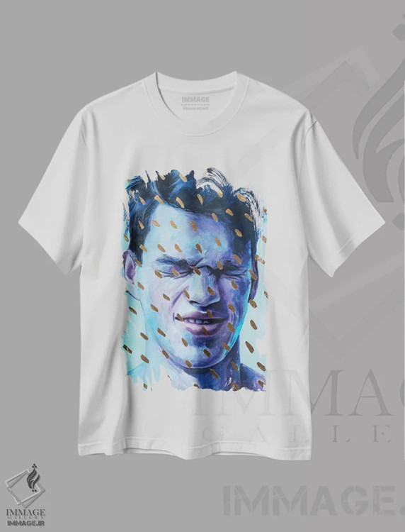 تیشرت سفید طرح دار نقاط طلایی، دکور معاصر اثر الکساندر بالبیشف | فروشگاه ایماژ