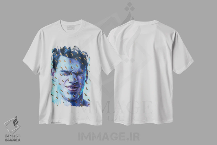 تیشرت سفید طرح دار نقاط طلایی، دکور معاصر اثر الکساندر بالبیشف | فروشگاه ایماژ