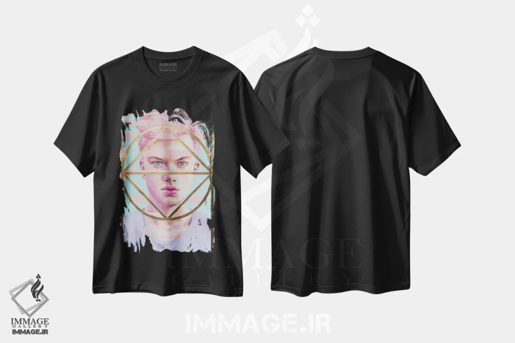 تیشرت مشکی طرح دار دایره طلایی پاچکو، دکور معاصر اثر الکساندر بالبیشف | فروشگاه ایماژ