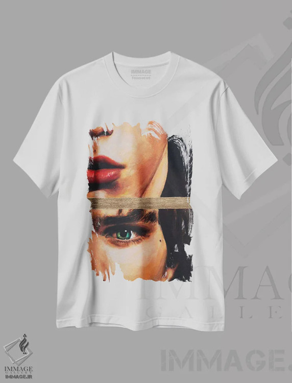 تیشرت سفید طرح دار نوار طلایی، دکور معاصر اثر الکساندر بالبیشف | immage.ir