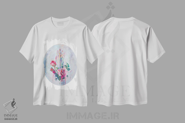 تیشرت سفید طرح دار دسته گل، دکور معاصر اثر الکساندر بالبیشف | فروشگاه ایماژ