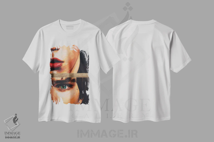 تیشرت سفید طرح دار نوار طلایی، دکور معاصر اثر الکساندر بالبیشف | immage.ir