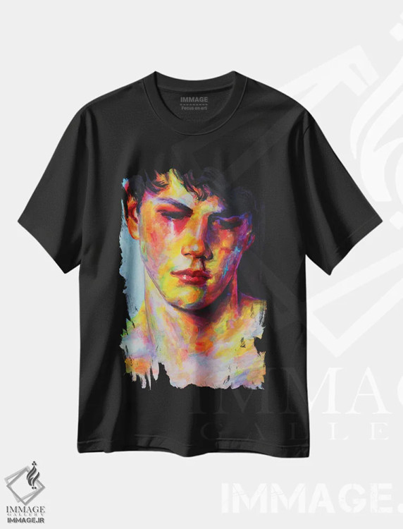 تیشرت مشکی طرح دار چهره غمگین، دکور معاصر اثر الکساندر بالبیشف | immage.ir