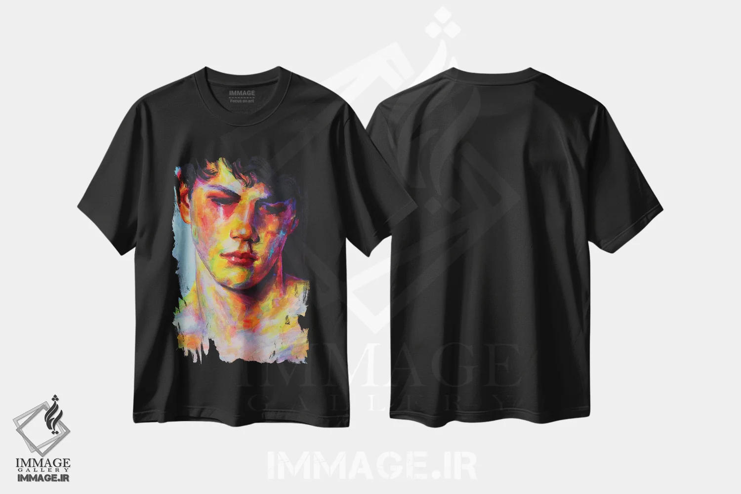 تیشرت مشکی طرح دار چهره غمگین، دکور معاصر اثر الکساندر بالبیشف | immage.ir