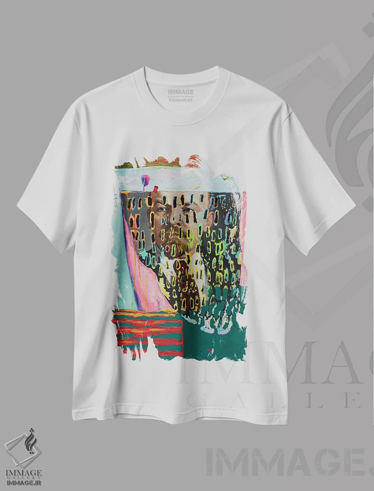 تیشرت سفید طرح دار پشت خال ها، تزئینی اثر الکساندر بالبیشف | فروشگاه ایماژ