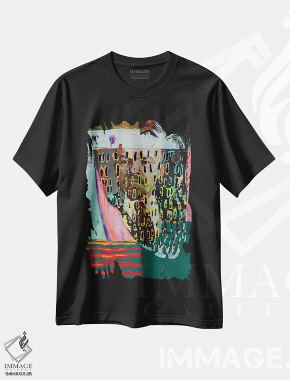تیشرت مشکی طرح دار پشت خال ها، تزئینی اثر الکساندر بالبیشف | immage.ir