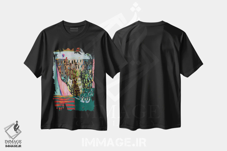 تیشرت مشکی طرح دار پشت خال ها، تزئینی اثر الکساندر بالبیشف | immage.ir