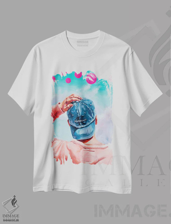 تیشرت سفید طرح دار دایره ها در آسمان، باربیکور اثر الکساندر بالبیشف | فروشگاه ایماژ