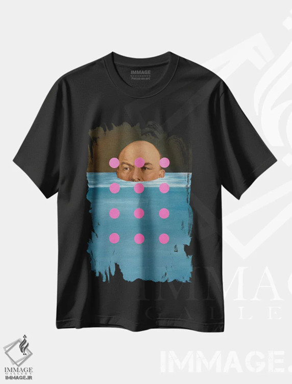 تیشرت مشکی طرح دار لنین غرق شده، هنر فاخر معاصر اثر الکساندر بالبیشف | فروشگاه ایماژ