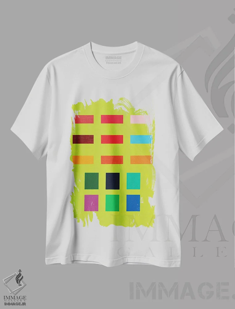 تیشرت سفید طرح دار تست رنگ اثر الکساندر بالبیشف | فروشگاه ایماژ
