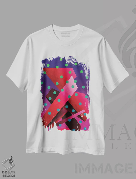 تیشرت سفید طرح دار ترکیب فرابنفش اثر الکساندر بالبیشف | immage.ir