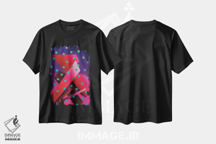تیشرت مشکی طرح دار ترکیب فرابنفش اثر الکساندر بالبیشف | فروشگاه ایماژ
