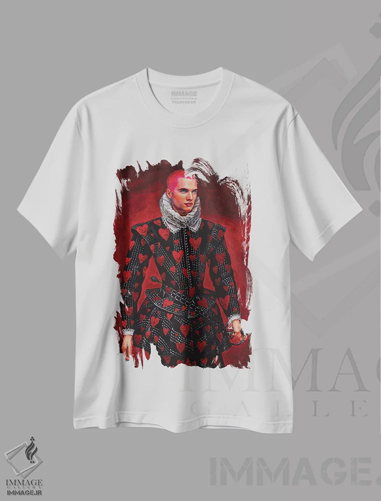تیشرت سفید طرح دار سرباز دل، هنر فاخر معاصر اثر الکساندر بالبیشف | فروشگاه ایماژ