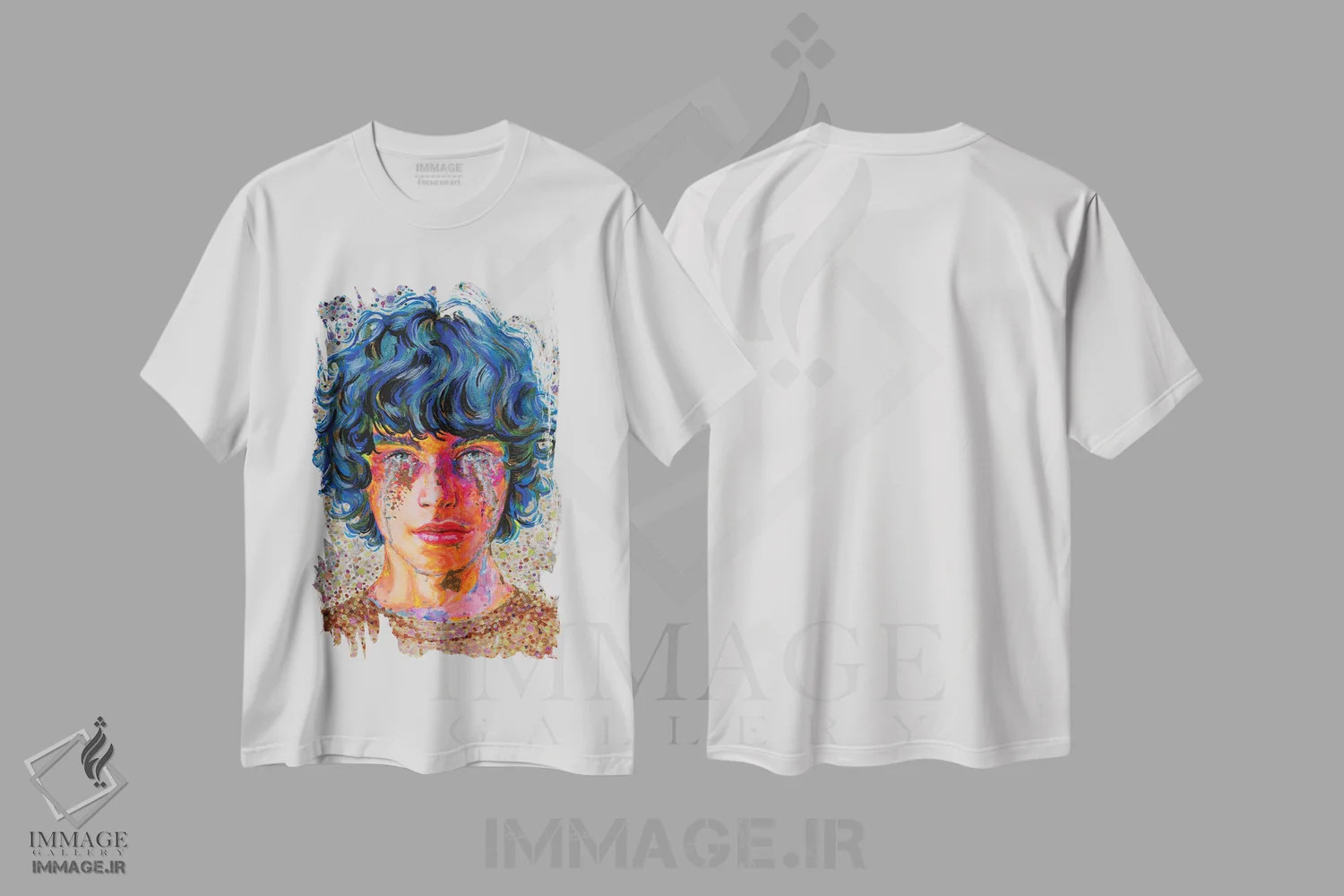 تیشرت سفید طرح دار اشک ها، هنر فاخر معاصر اثر الکساندر بالبیشف | فروشگاه ایماژ