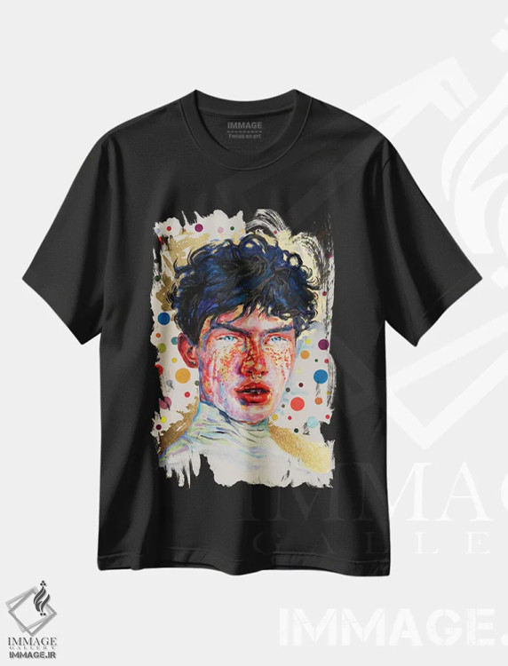 تیشرت مشکی طرح دار اشک ها شماره ۲، هنر فاخر معاصر اثر الکساندر بالبیشف | فروشگاه ایماژ