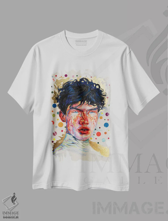 تیشرت سفید طرح دار اشک ها شماره ۲، هنر فاخر معاصر اثر الکساندر بالبیشف | immage.ir