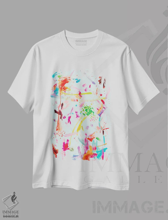 تیشرت سفید طرح دار ترکیب انتزاعی سوم، آبستره اثر الکساندر بالبیشف | immage.ir