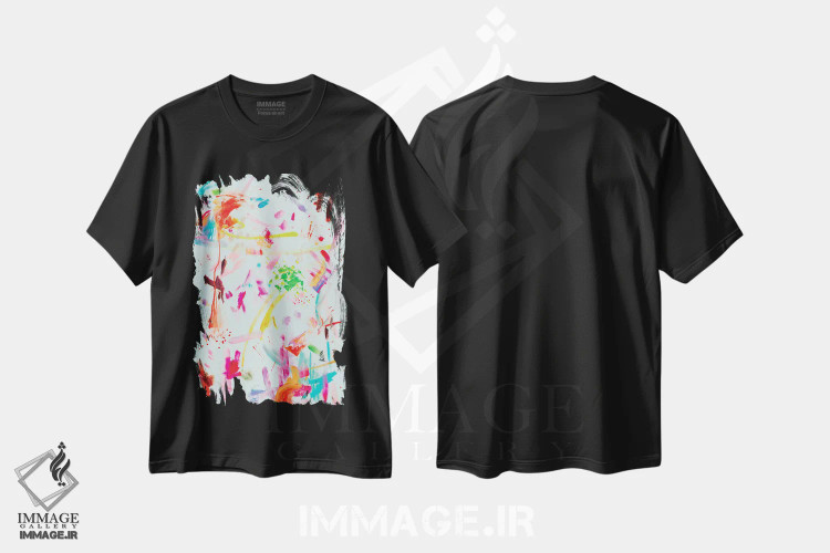 تیشرت مشکی طرح دار ترکیب انتزاعی سوم، آبستره اثر الکساندر بالبیشف | فروشگاه ایماژ