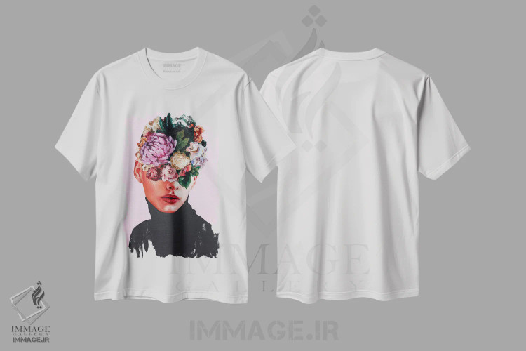 تیشرت سفید طرح دار چهره گلی یک، دکور معاصر اثر الکساندر بالبیشف | فروشگاه ایماژ