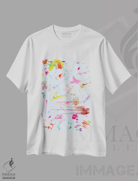 تیشرت سفید طرح دار ترکیب انتزاعی چهارم اثر الکساندر بالبیشف | immage.ir