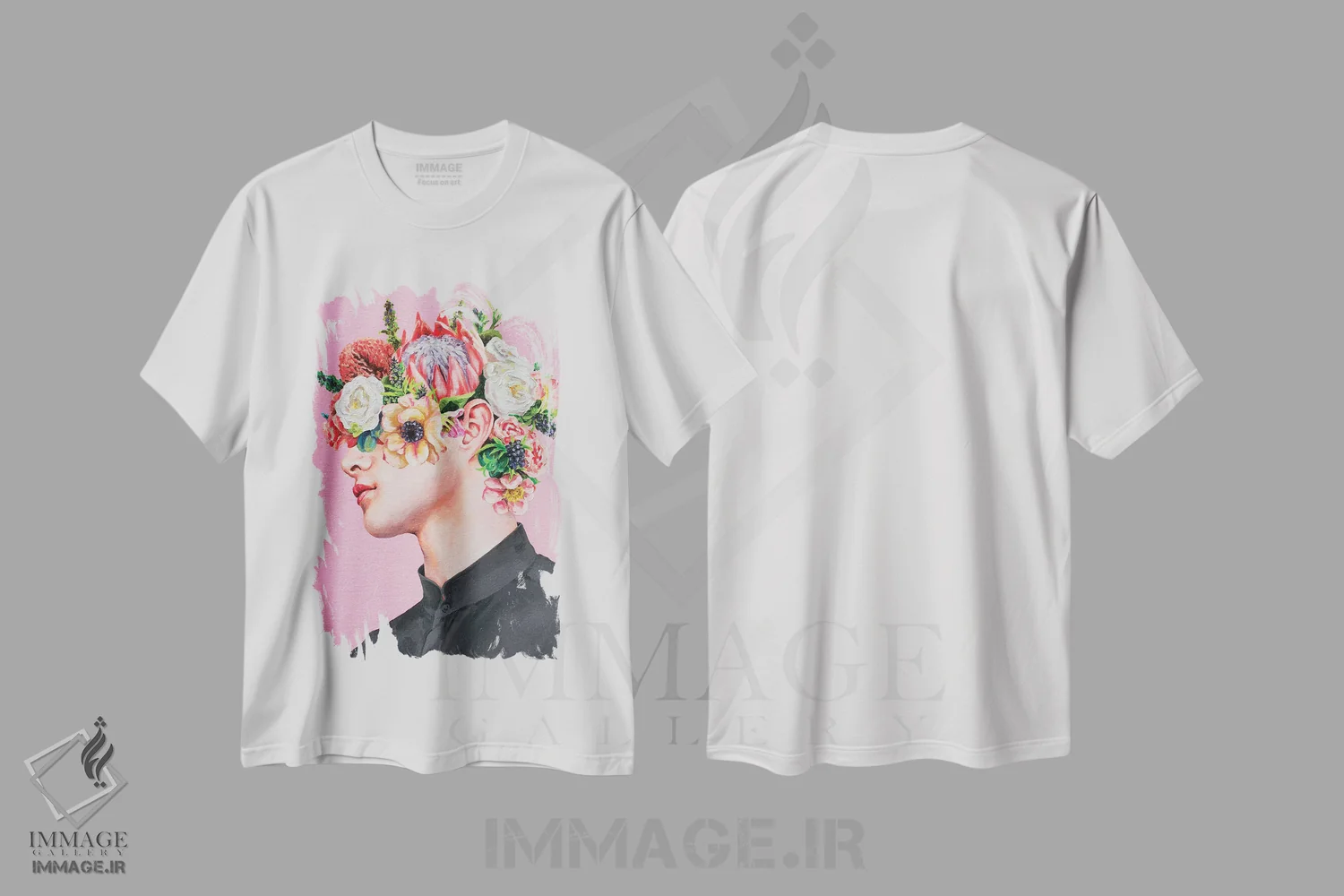 تیشرت سفید طرح دار چهره گلی دو، باربیکور اثر الکساندر بالبیشف | فروشگاه ایماژ
